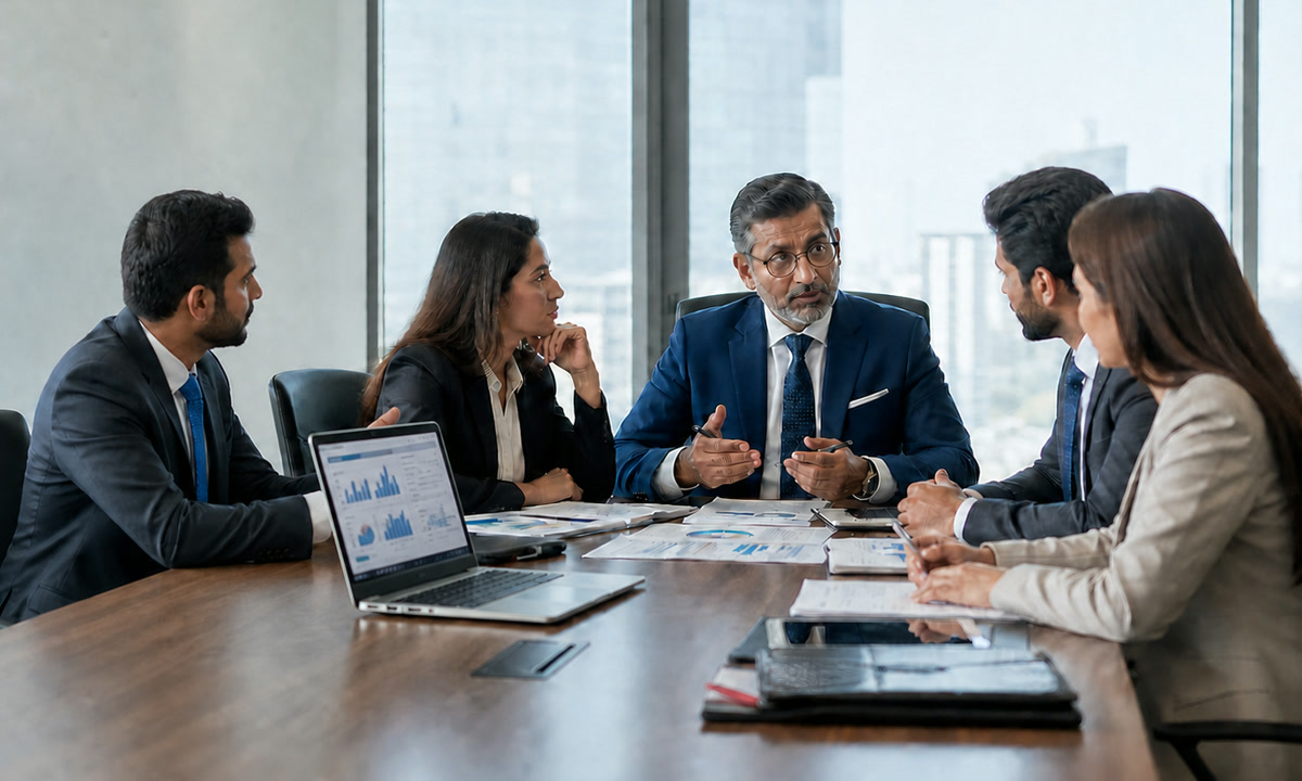 Professionals discussing an insolvency and liquidation assignment